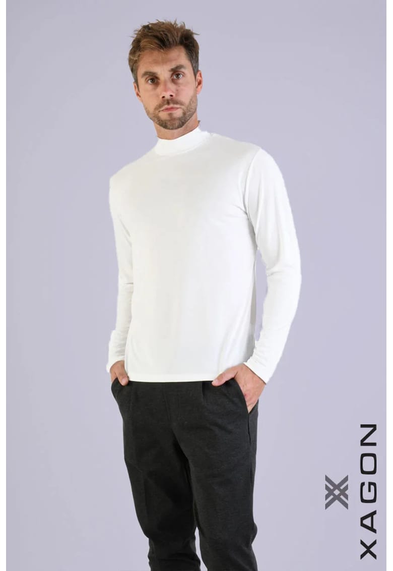 Bluză cu guler înalt bărbătească cu design minimalist și croială slim fit