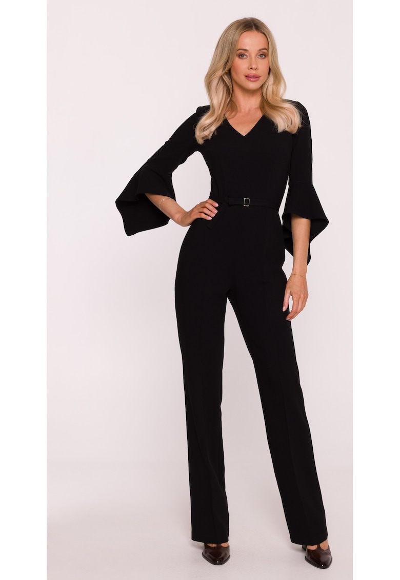 Salopeta - Cudmoda - S416 - decolteu in de V - maneci decorative 7/8 - cu poliester - pentru ocazii in