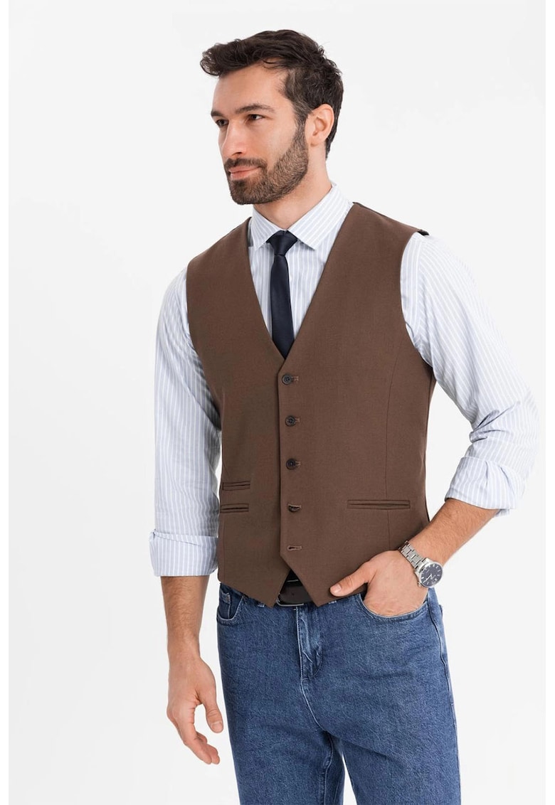 Vesta slim-fit cu decolteu in V