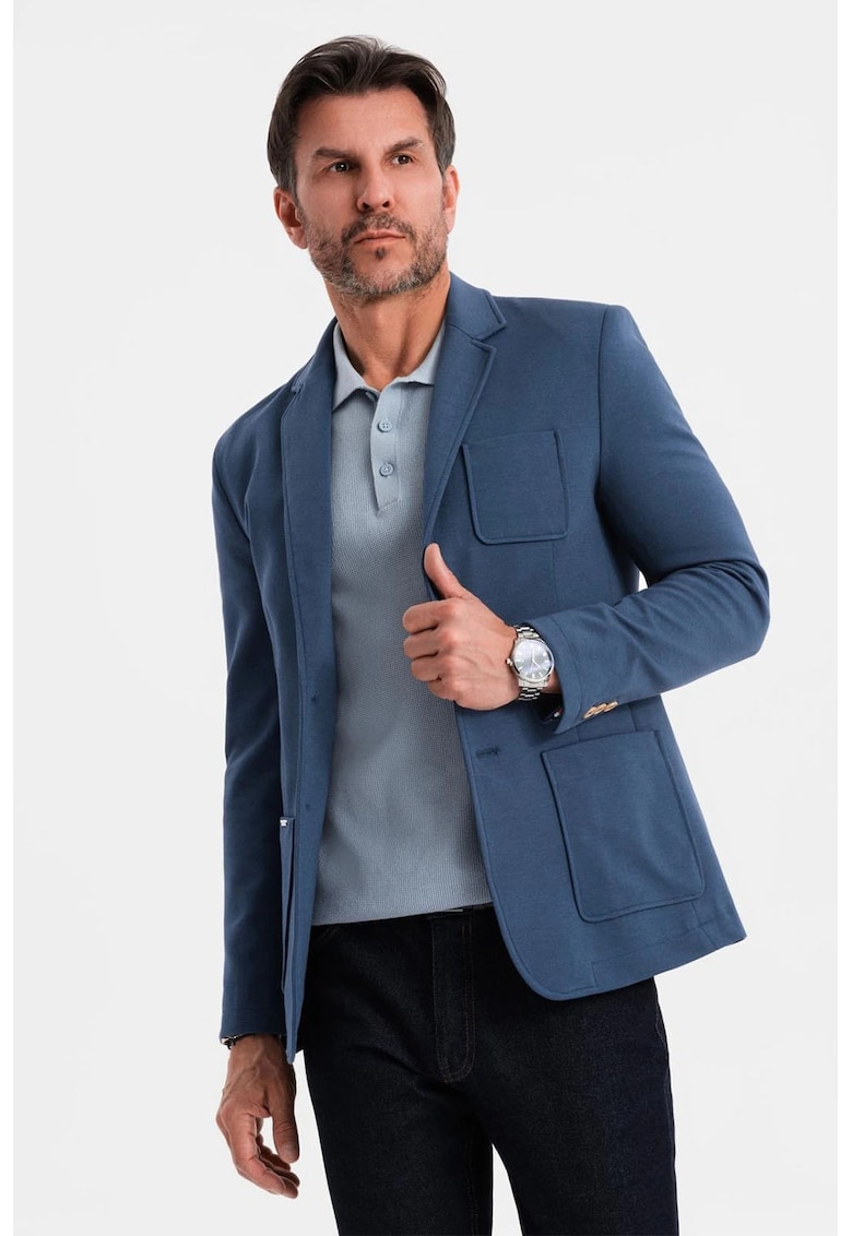 Sacou slim-fit cu buzunar pe piept