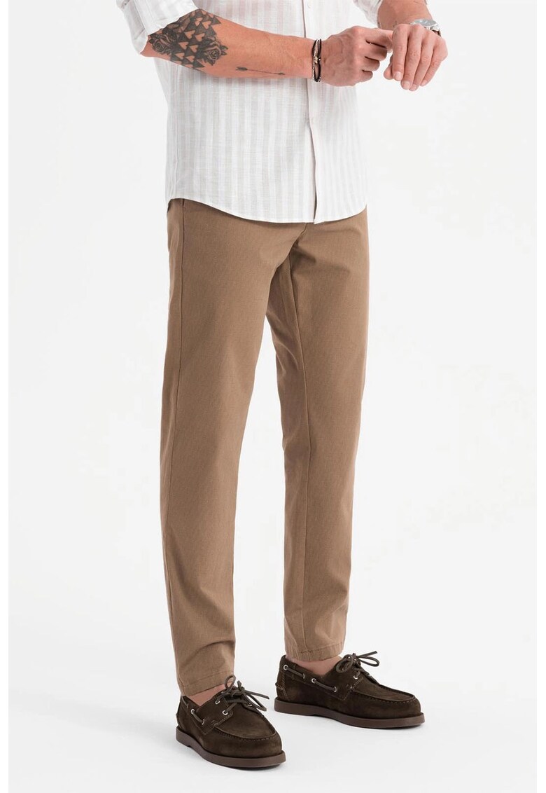 Pantaloni drepti cu talie medie - Maro deschis