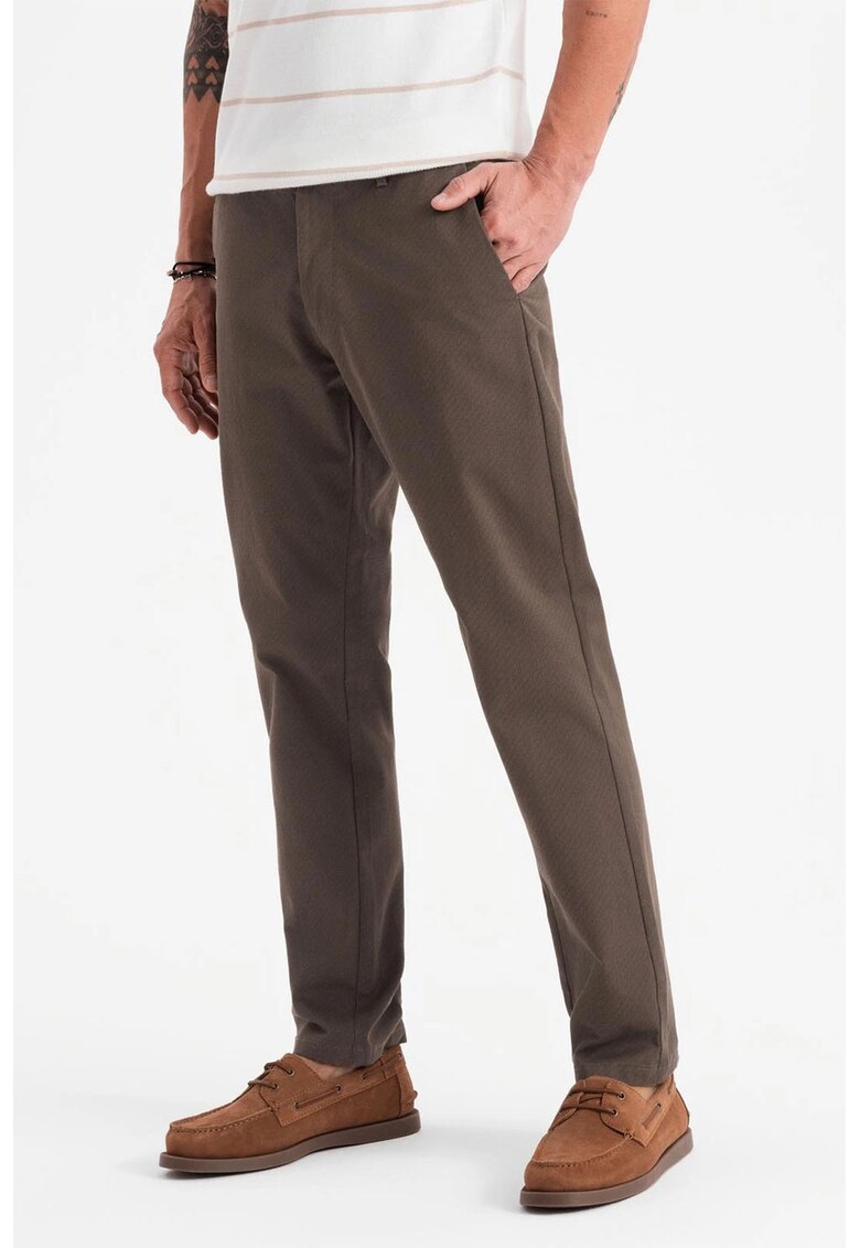 Pantaloni drepti cu talie medie - Maro inchis