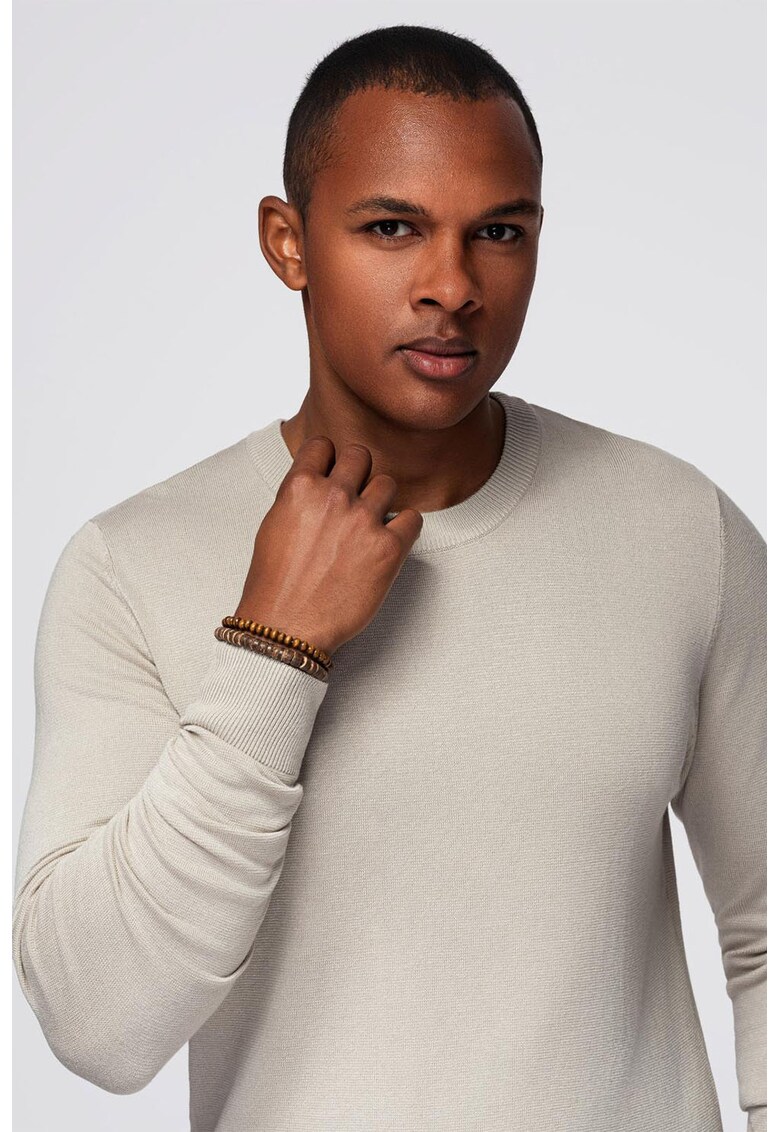 Pulover uni cu decolteu la baza gatului - Gri deschis