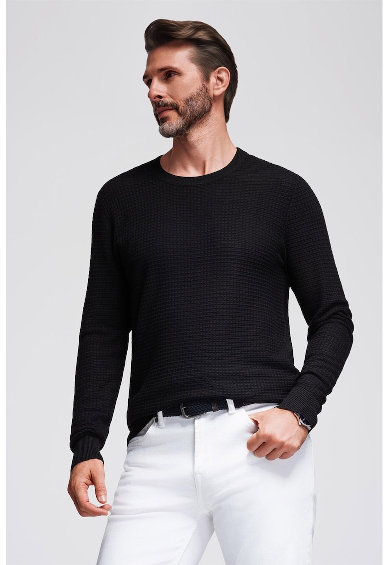 Pulover texturat cu decolteu rotund Pulover texturat cu decolteu rotund