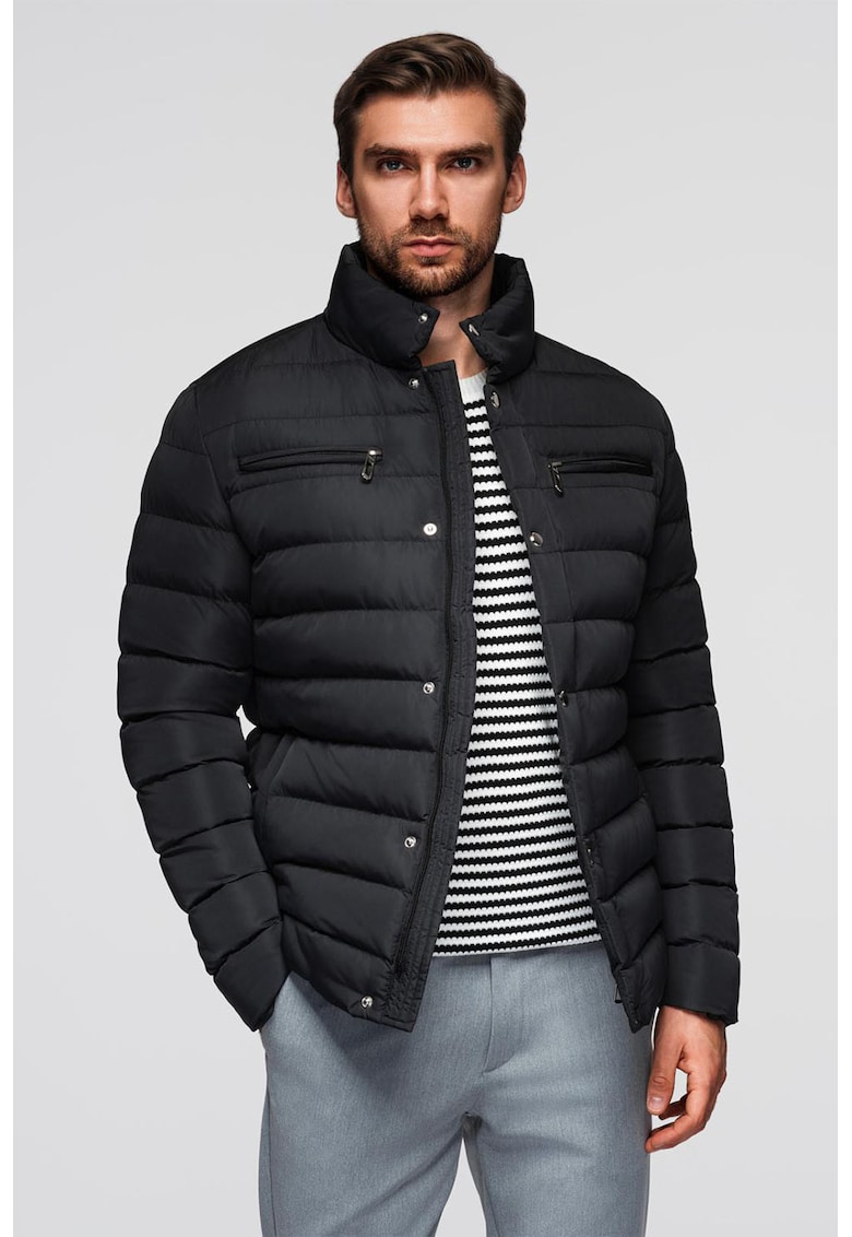 Jacheta matlasata cu guler inalt si fermoare pe piept OM-JALP-0260