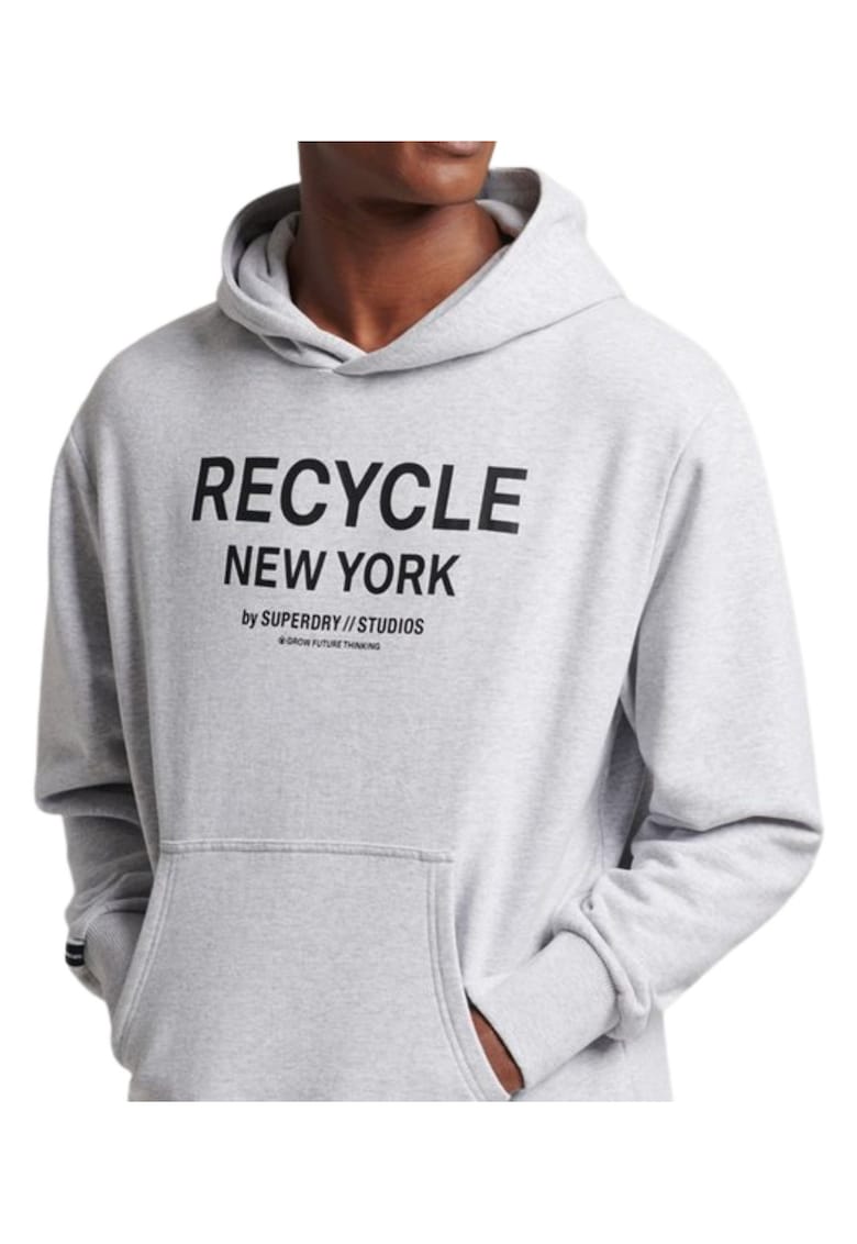 Hanorac cu imprimeu frontal si buzunar kangaroo - Hanorac cu imprimeu frontal si buzunar kangaroo -