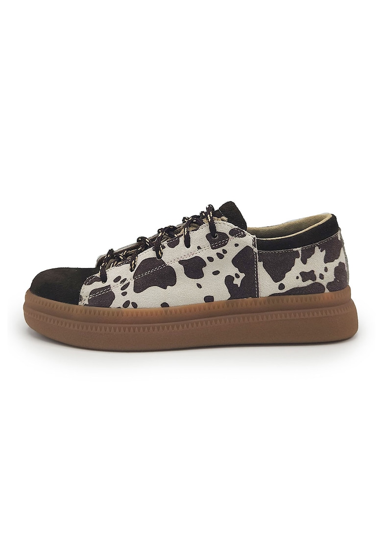 Pantofi sport din piele intoarsa cu animal print