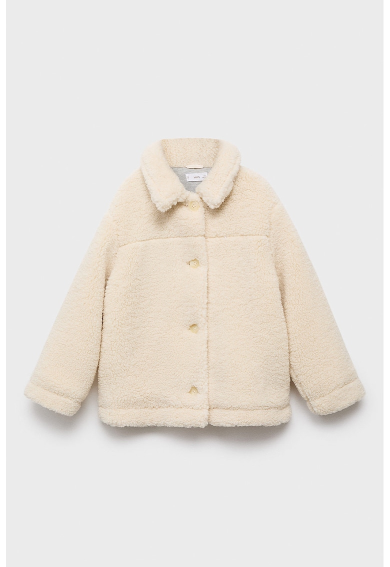 Jacheta din blana sherpa cu guler ascutit