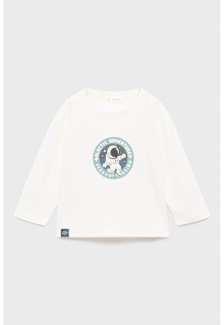 Bluza din bumbac cu aplicatie grafica pe partea din fata - Alb murdar