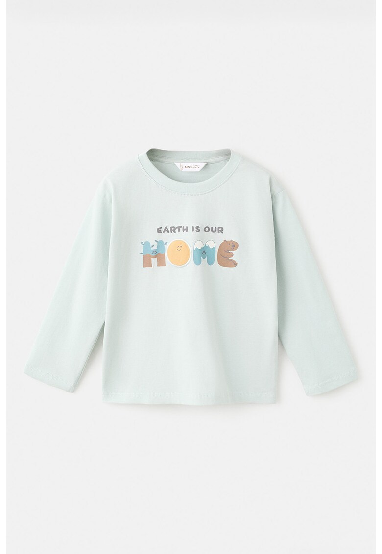 Bluza din bumbac cu imprimeu text