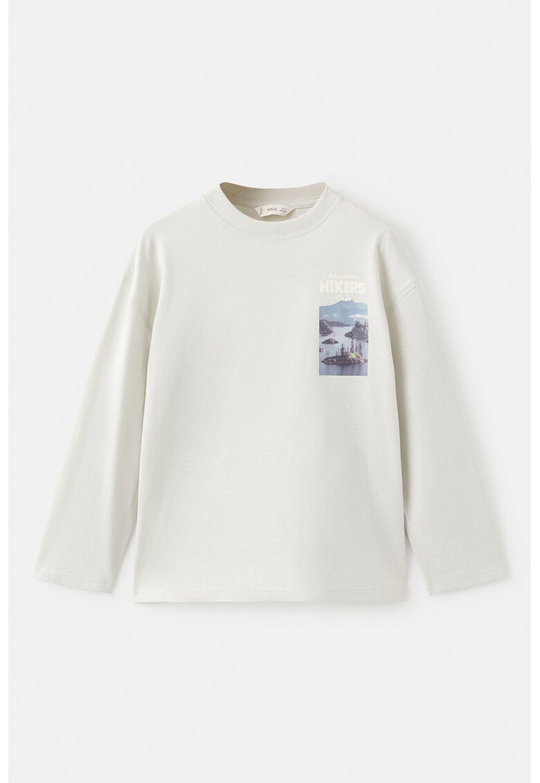 Bluza din bumbac cu design grafic - Albastru glaciar/Alb murdar