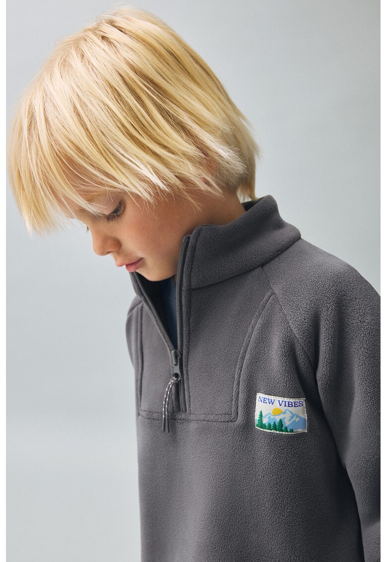 Bluza de trening din fleece cu fenta cu fermoar