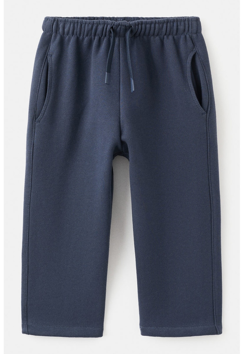 Pantaloni de trening din amestec de bumbac cu model uni