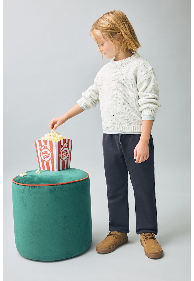 Pantaloni de trening din amestec de bumbac cu model uni