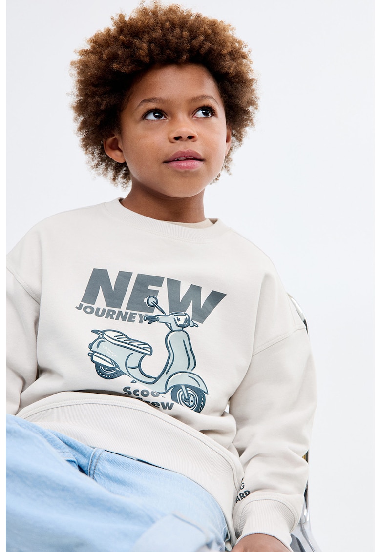 Blua de trening cu maneci cazute si imprimeu