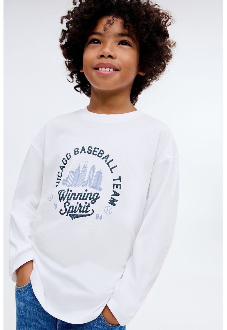 Bluza din bumbac cu imprimeu grafic si text