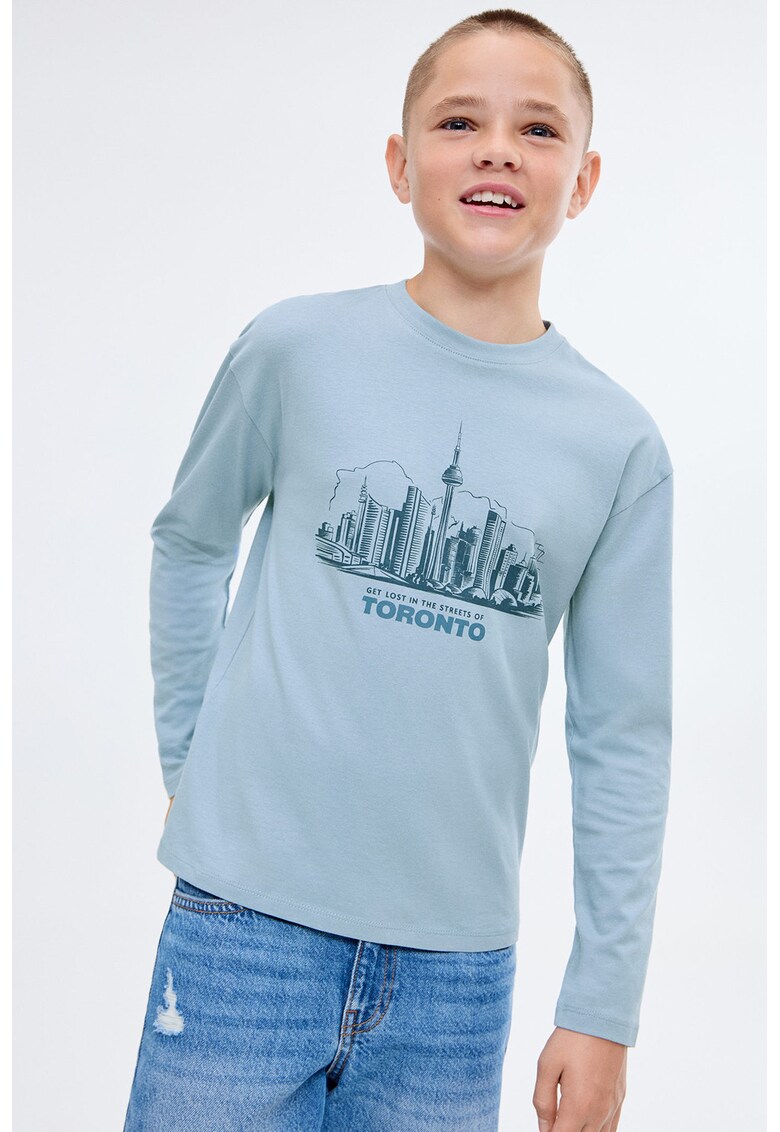 Bluza din bumbac cu imprimeu grafic si text