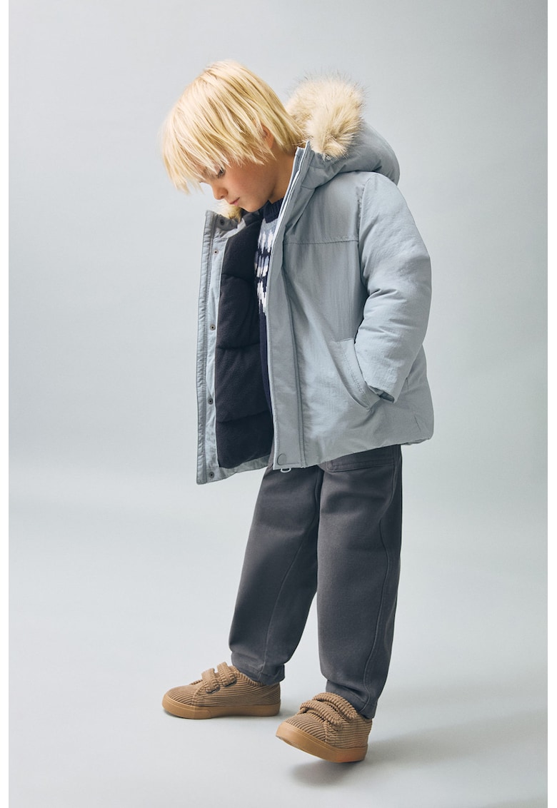 Geaca parka cu buzunare laterale - Albastru glaciar