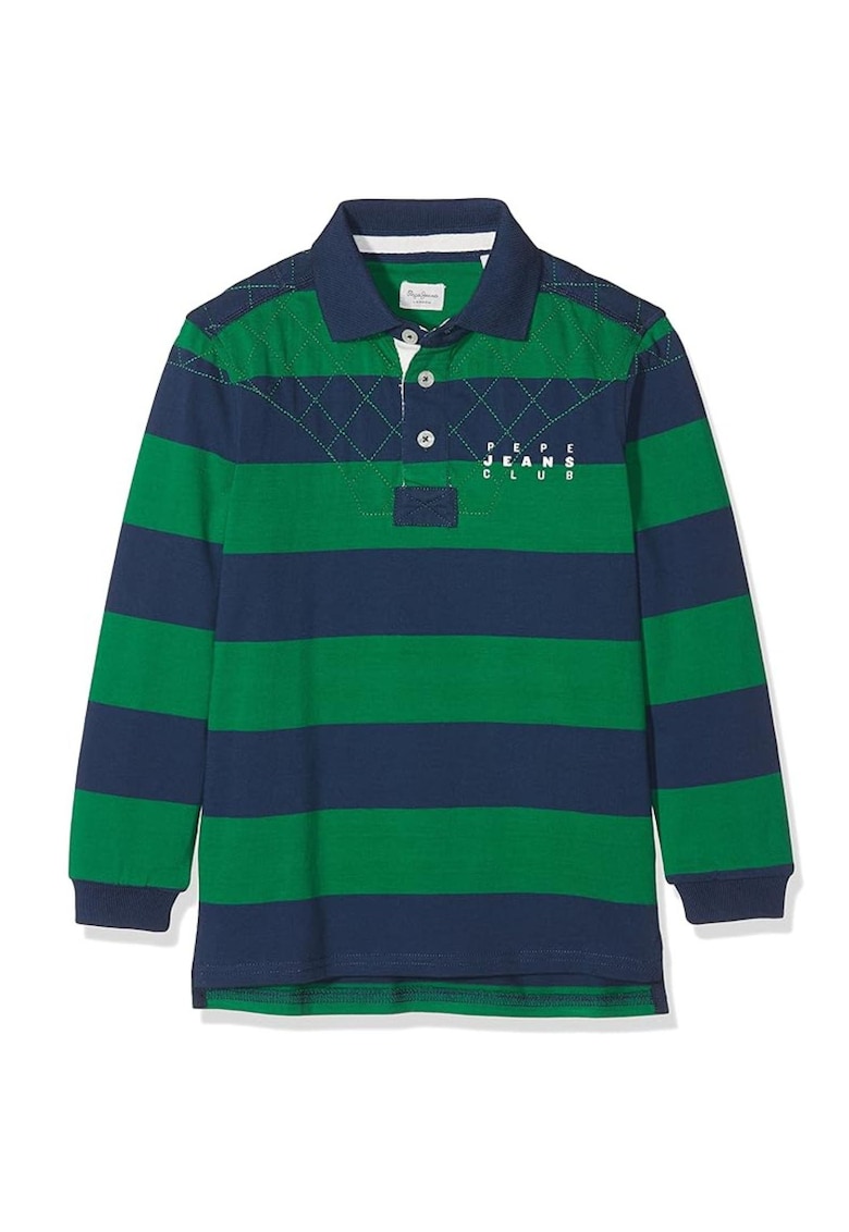 Bluza polo  Patrick pentru baieti - verde - cu dungi -
