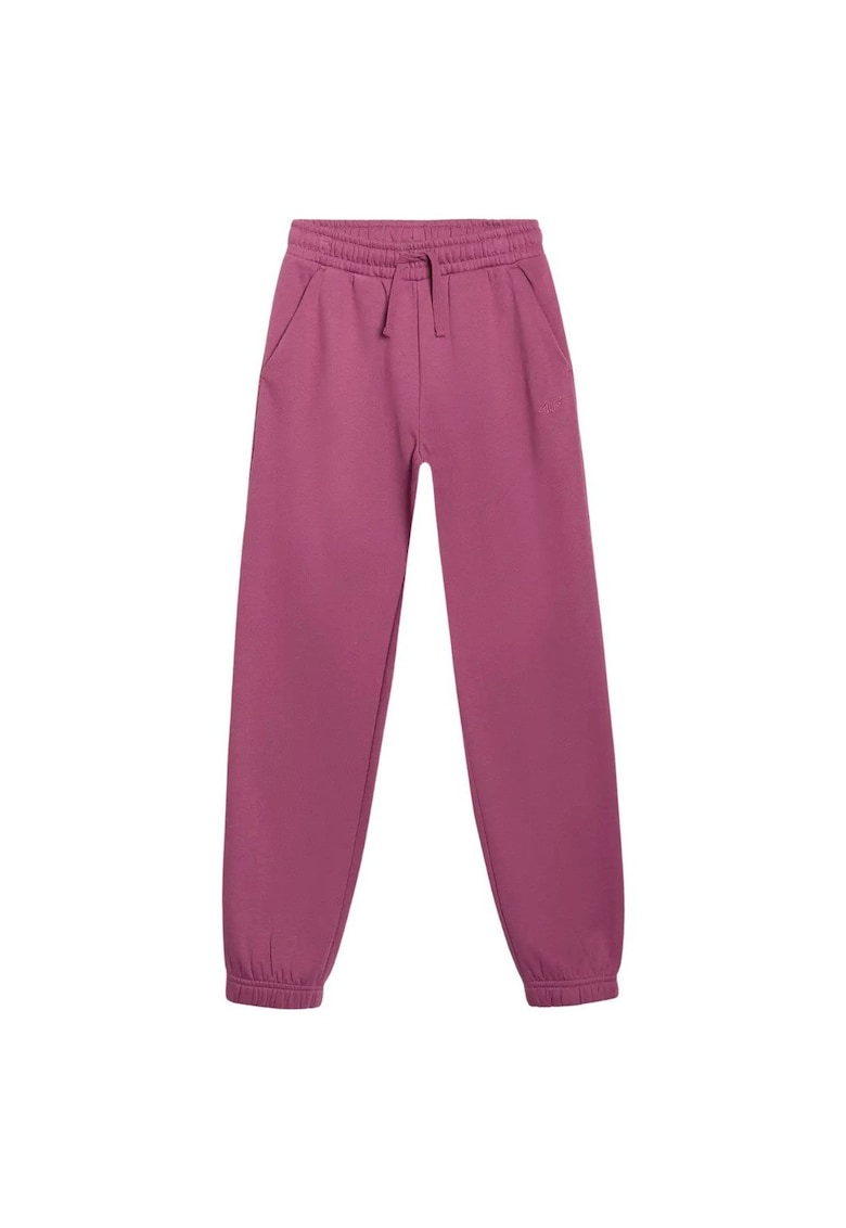 4f Pantaloni sport bumbac/poliester - croiala standard - buzunare laterale - roz -