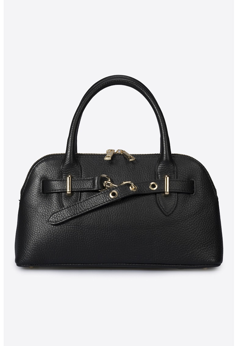 Geanta din piele cu bareta de umar si fermoar