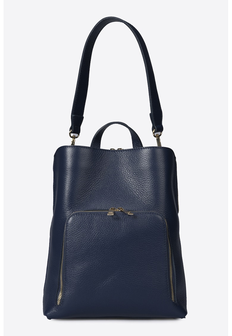 Rucsac din piele cu buzunar exterior