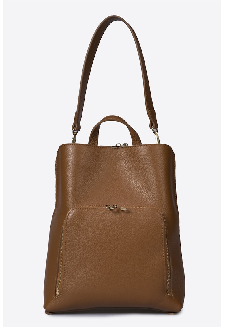 Rucsac din piele cu buzunar exterior