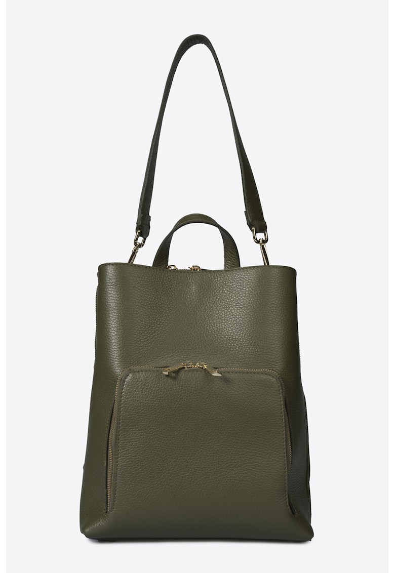 Rucsac din piele cu buzunar exterior