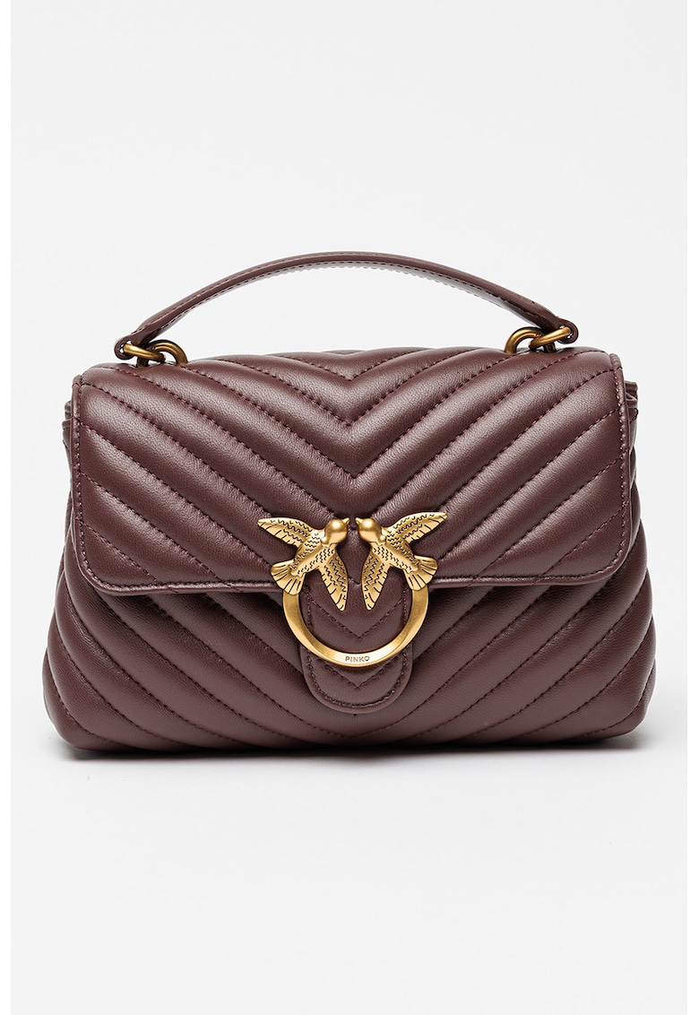 Geanta crossbody de piele cu aspect matlasat Love Lady Geanta crossbody de piele cu aspect matlasat Love Lady