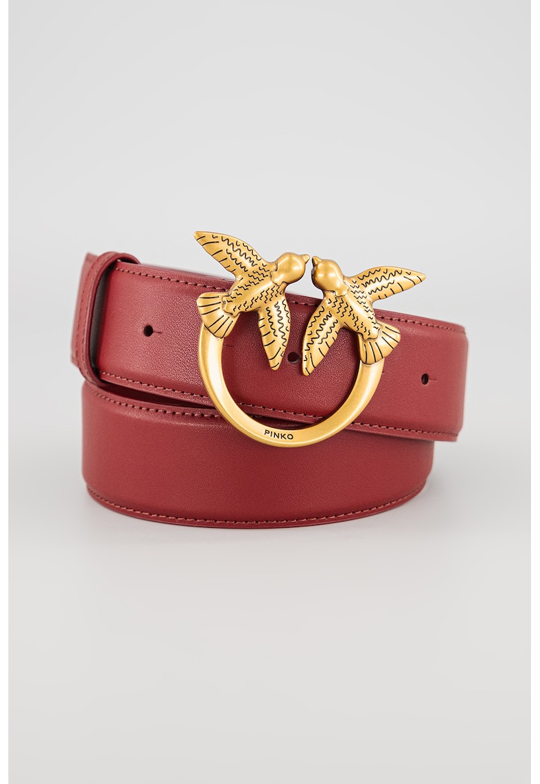 Curea de piele cu catarama metalica Love Birds