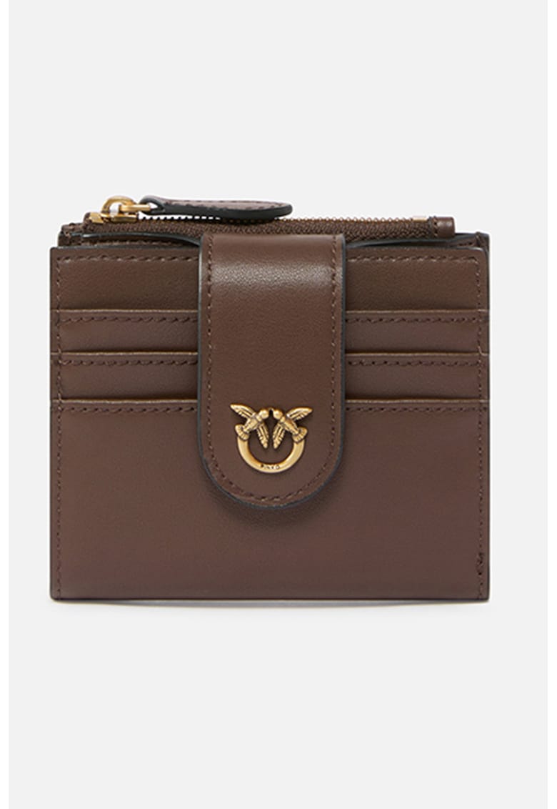 Portofel din piele cu logo metalic