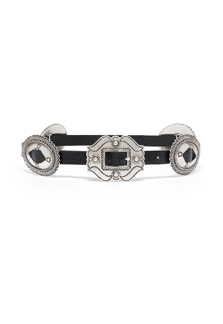 Curea de piele cu elemente metalice - Negru