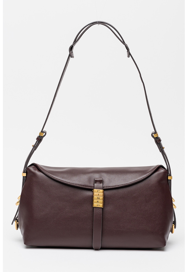 Geanta de piele cu fermoar si bareta de umar