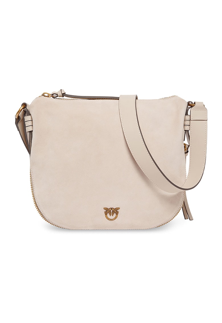 Geanta crossbody de piele intoarsa cu bareta ajustabila
