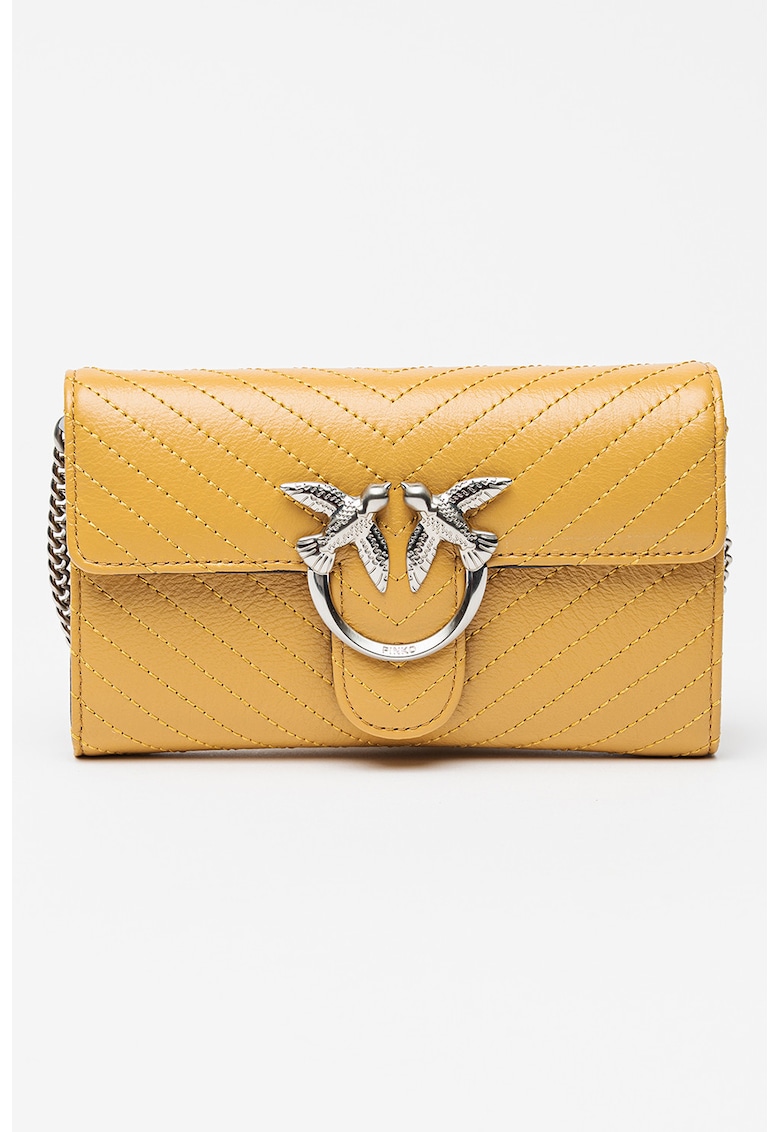 Geanta crossbody de piele cu bareta din lant Love One