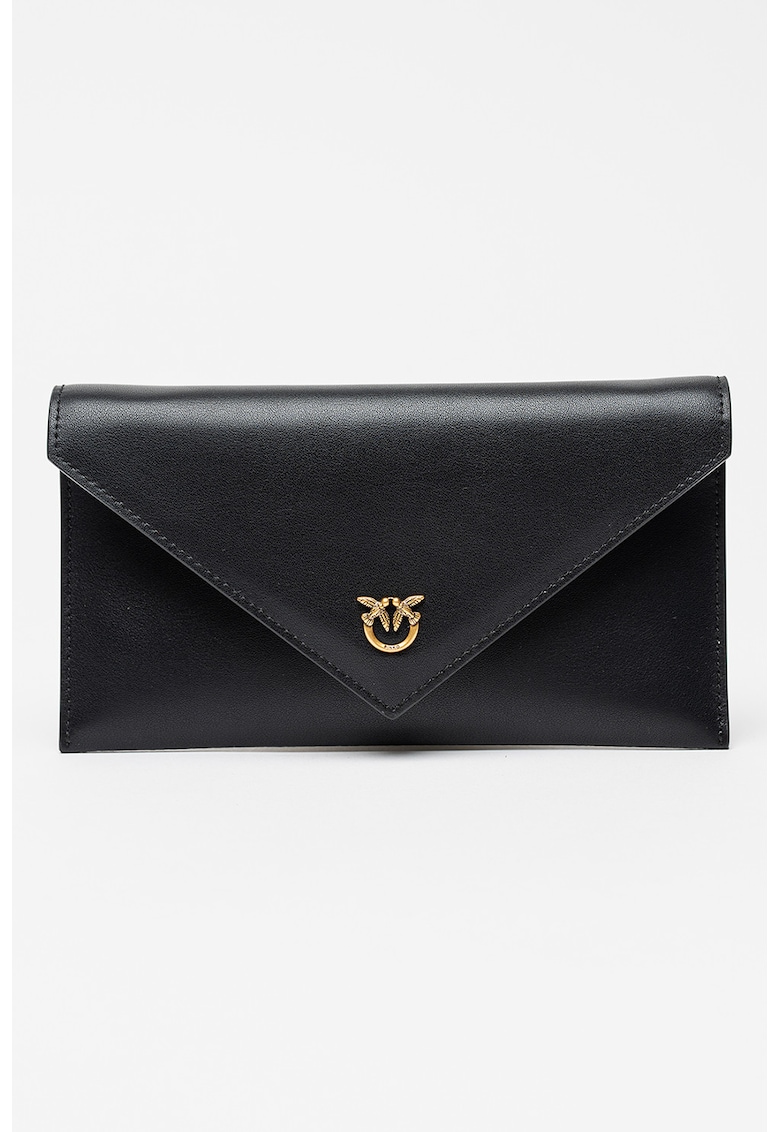 Portofel de piele cu clapa si bareta-lant detasabila