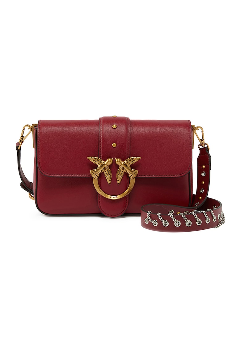 Geanta crossbody de piele cu strasuri si detalii din lant