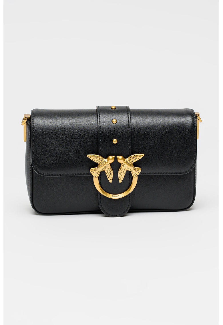 Geanta crossbody de piele cu strasuri si detalii din lant