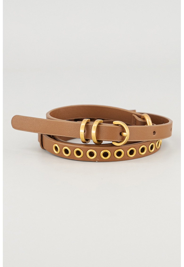 Curea ingusta de piele cu detalii metalice