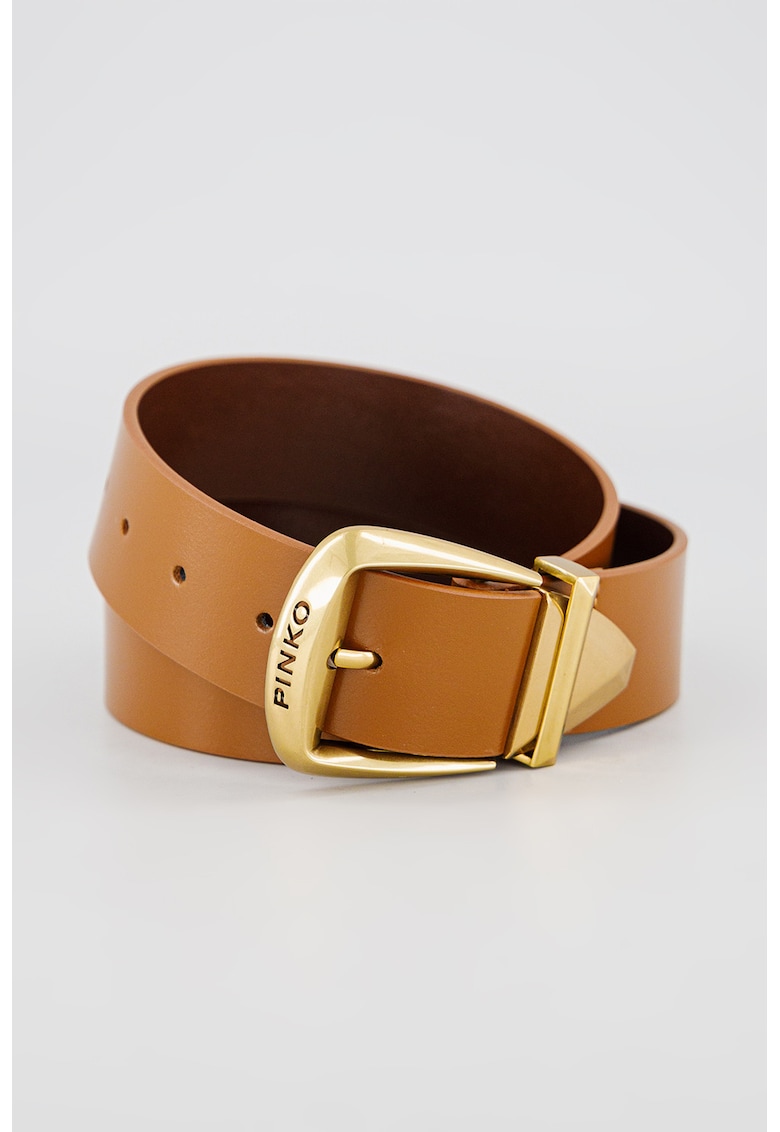 Curea uni de piele - Maro