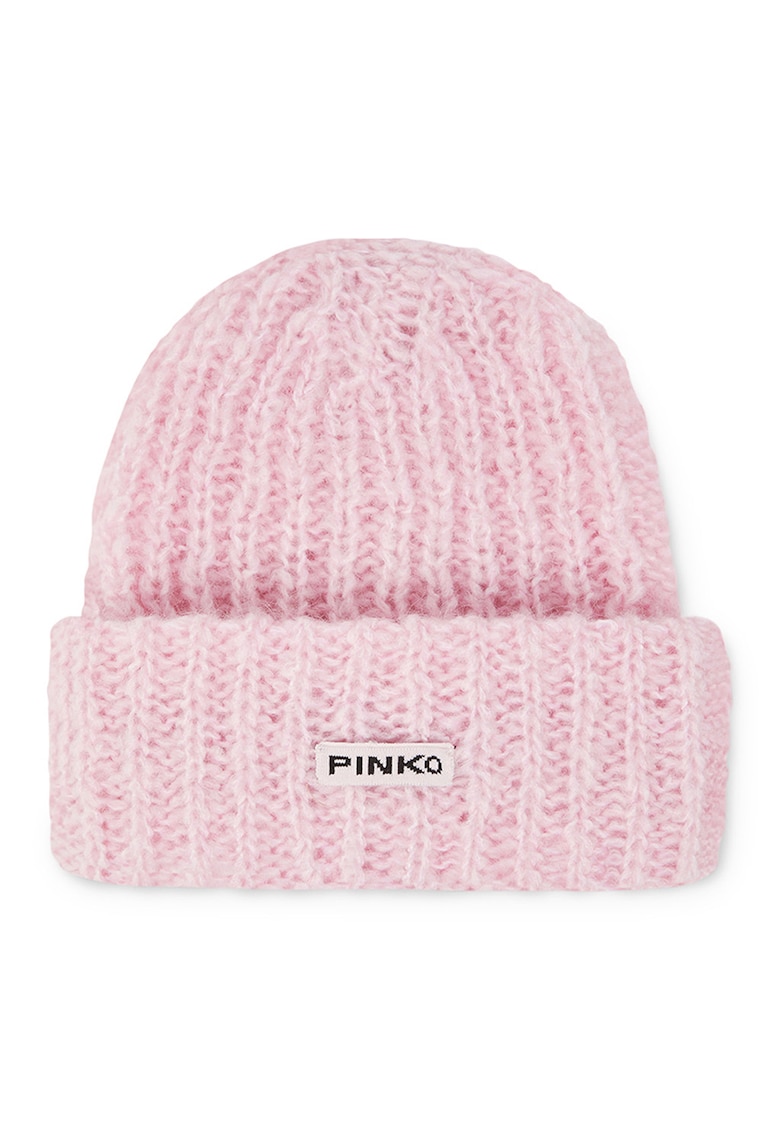 Caciula elastica din amestec de lana cu aplicatie logo