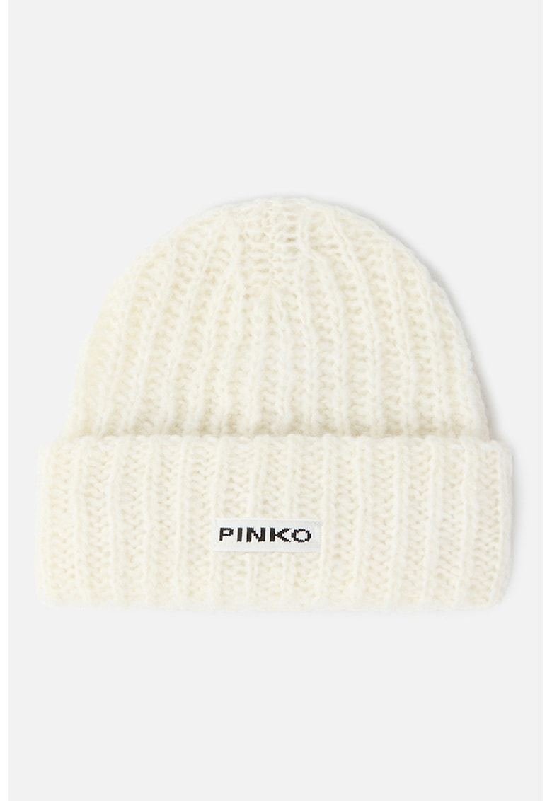 Caciula elastica din amestec de lana cu aplicatie logo