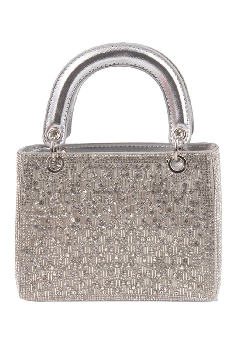 Geanta din piele ecologica cu maner decorat cu cristale