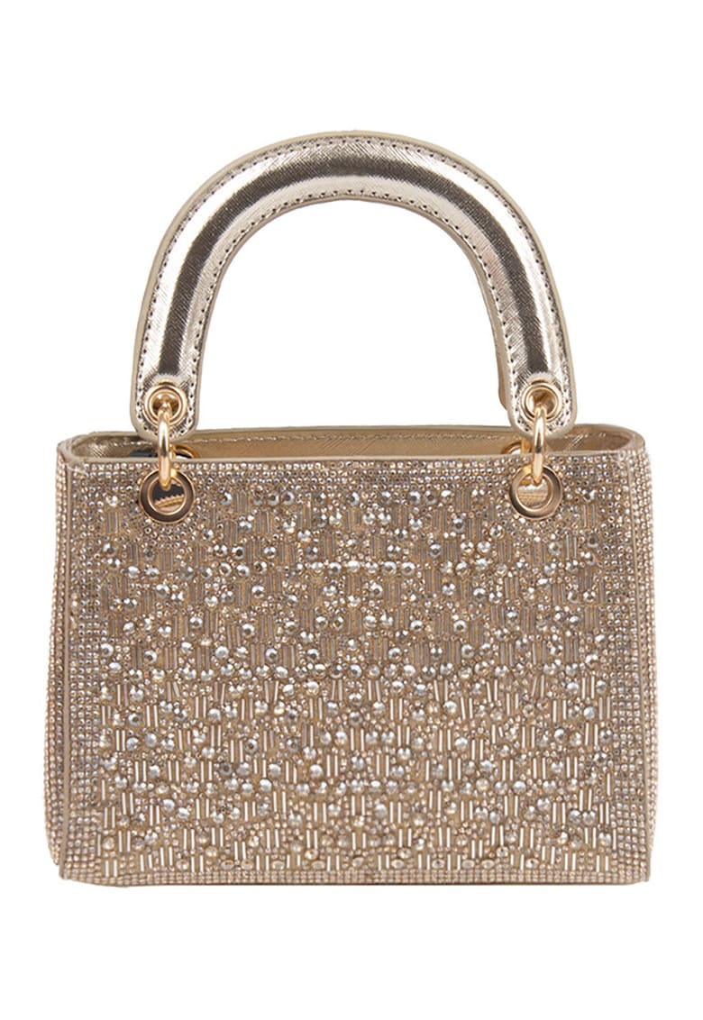 Geanta din piele ecologica cu maner decorat cu cristale