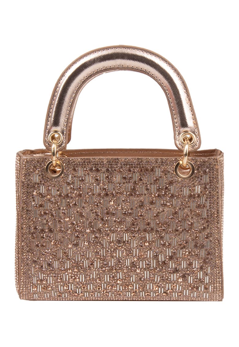 Geanta din piele ecologica cu maner decorat cu cristale