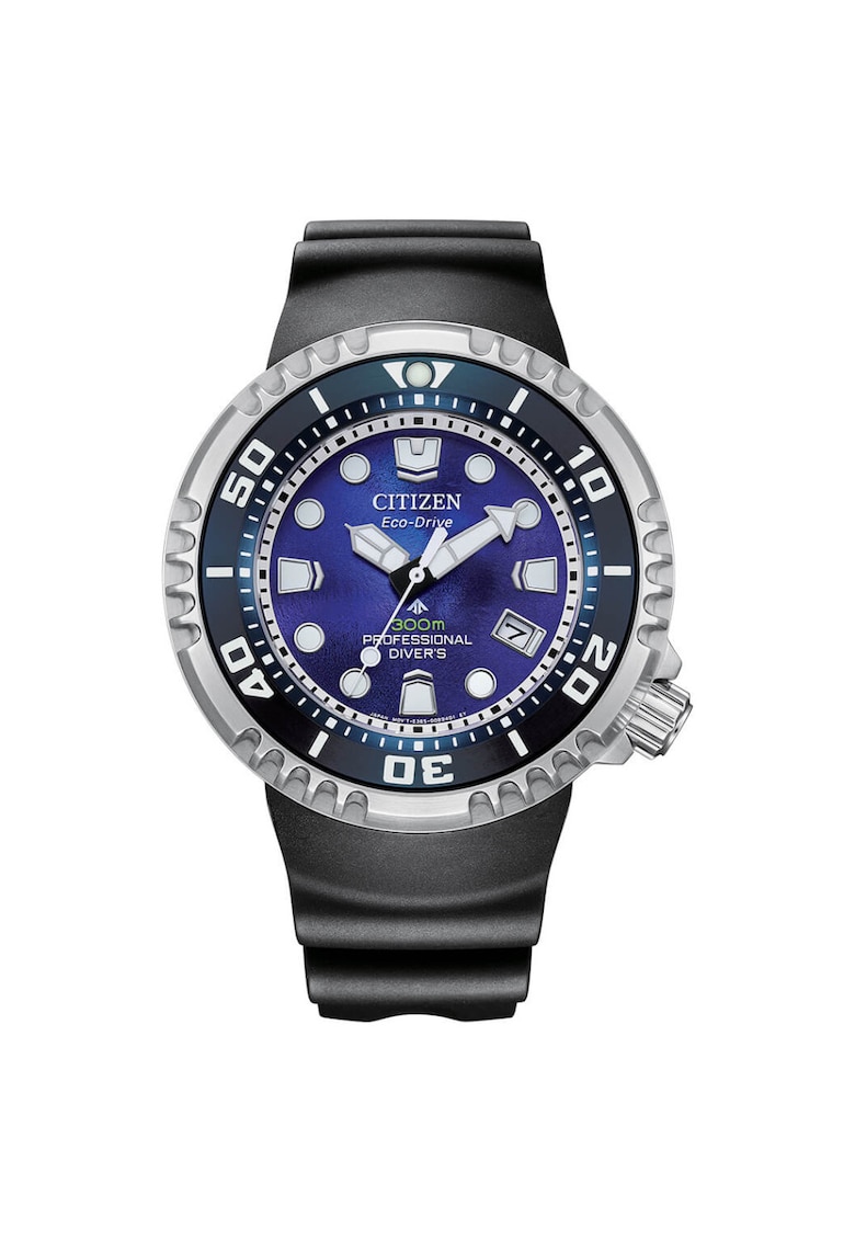 Ceas barbatesc - 46 mm - curea din piele - negru/argintiu