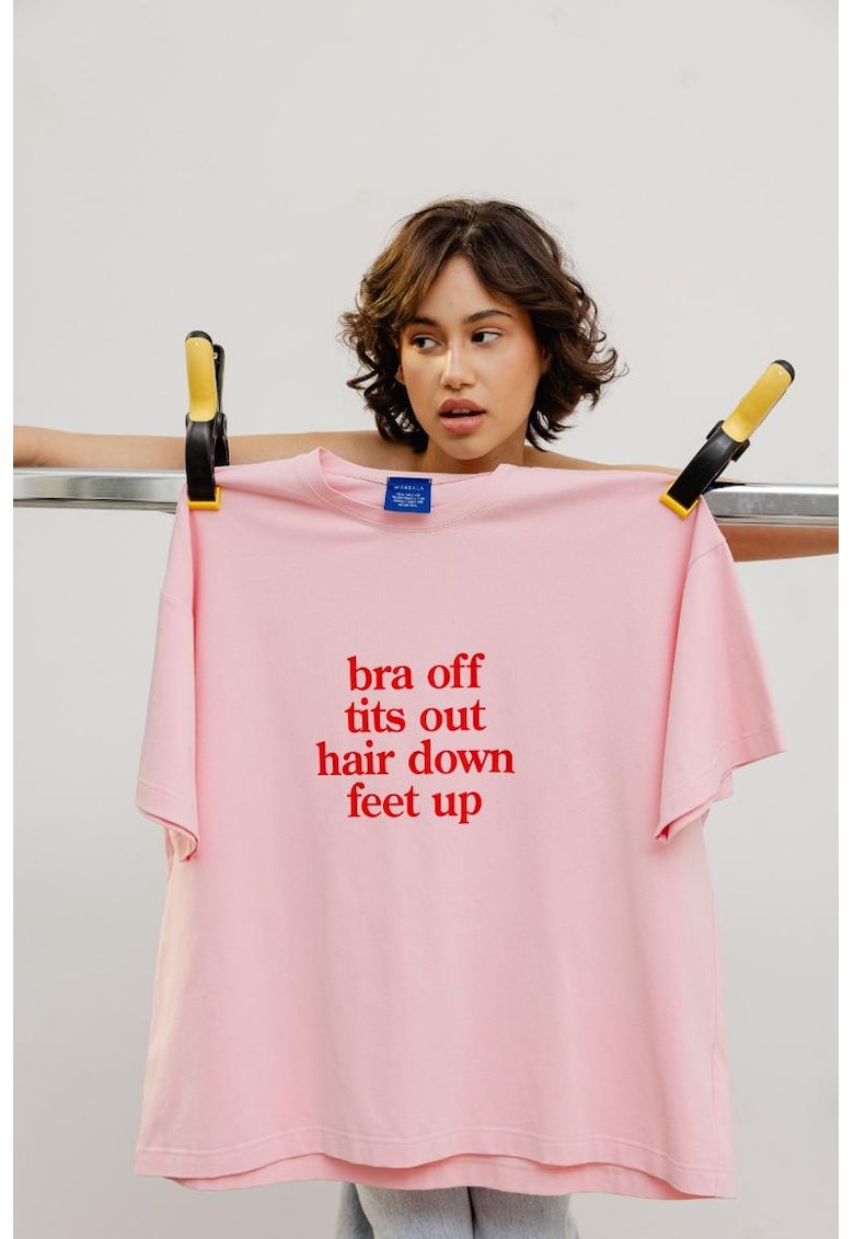 Tricou supradimensionat cu imprimeu text Eazy