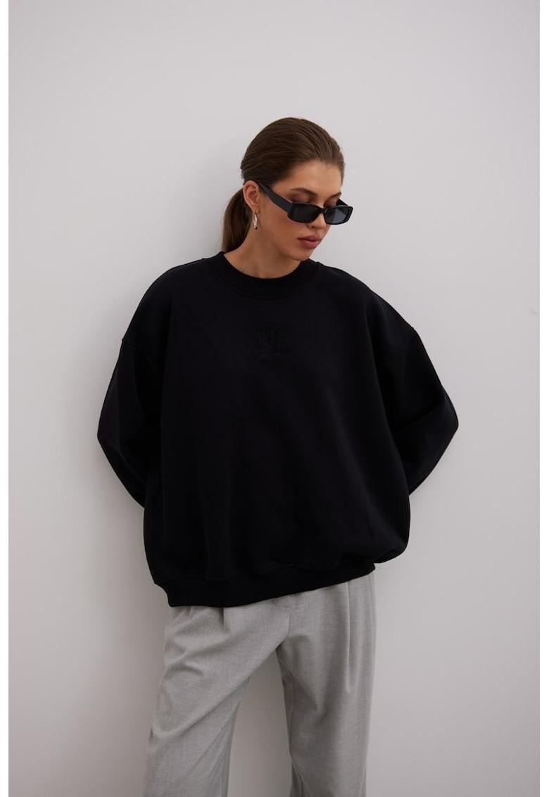 Hanorac supradimensionat cu broderie logo -