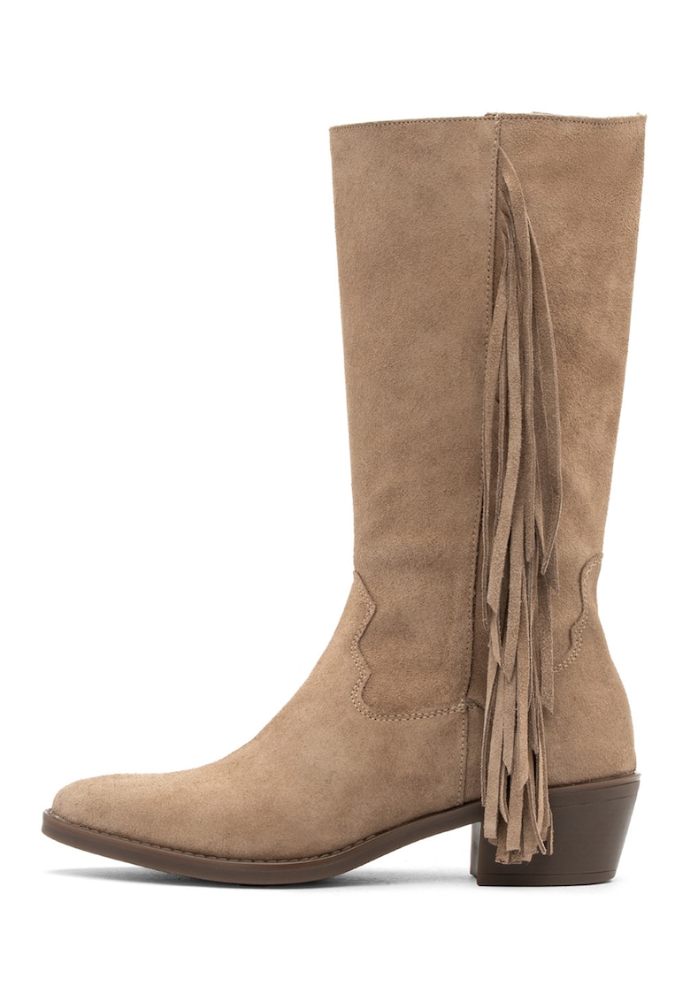 Cizme de piele intoarsa cu franjuri Leyla
