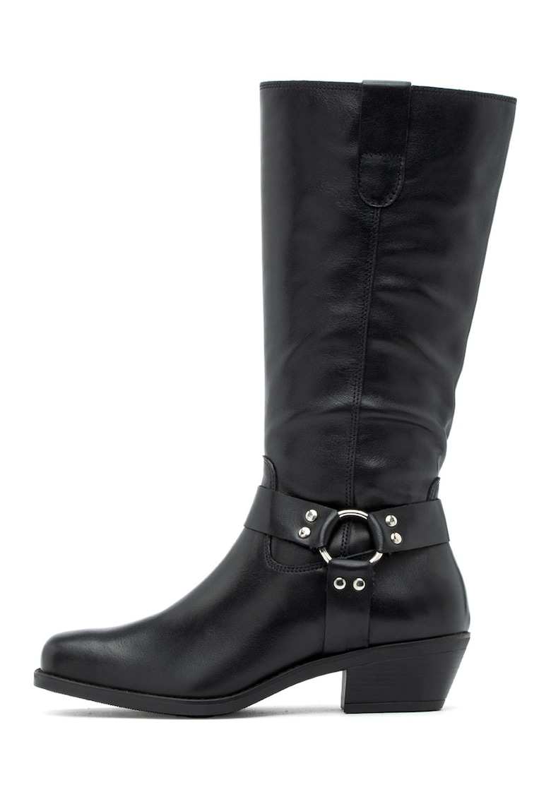 Cizme lungi de piele cu toc